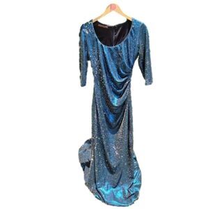 Kevan Hall iridescent sequin gown with train